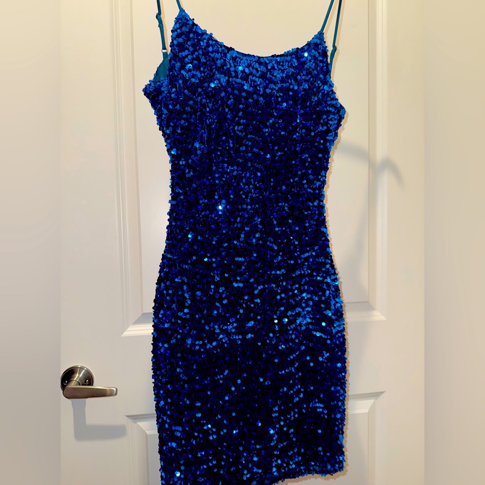 Sexy Mini Blue Sequin Club Dress
